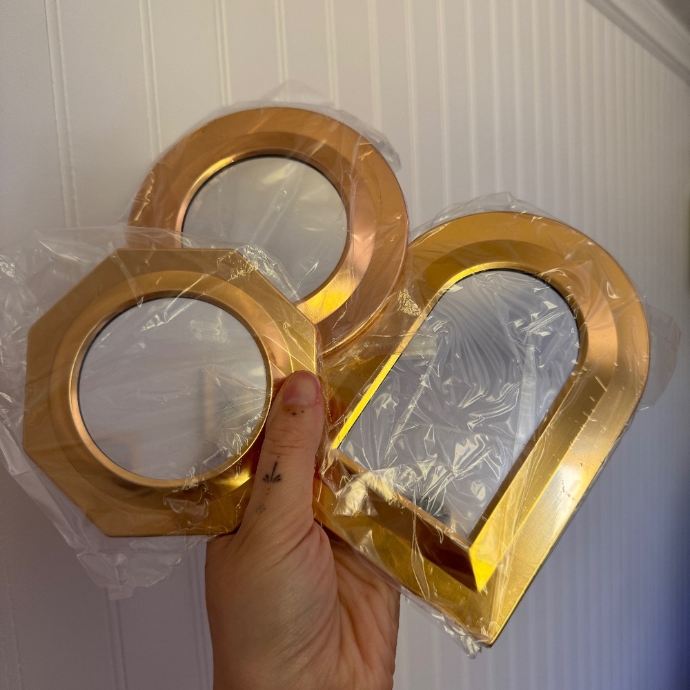 SOLD Brass Frame Mirrors - Set of 3 Minis